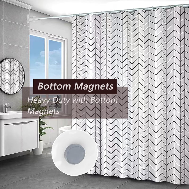 TIKABC White Grid Shower Curtain Liner, 4G PEVA Shower Liner, Plastic Peva Waterproof Shower Curtains, 72x72 inch with Grommet Holes 3 Magnetic Weights - Image 2